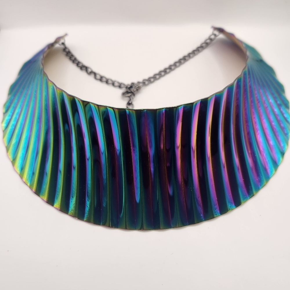 Iridescent Multicolor Statement Collar Necklace - Women Jewelry